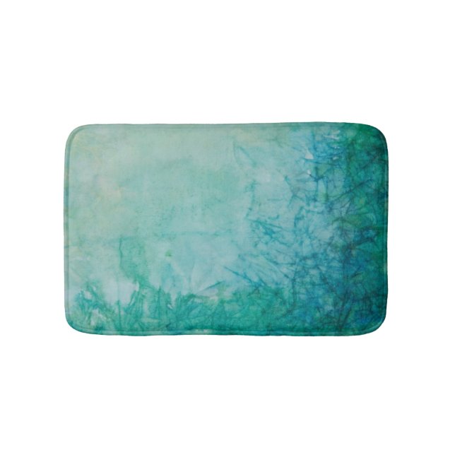 Paper With Blue, Green, And Black Paint Abstract Bathroom Mat (Front)