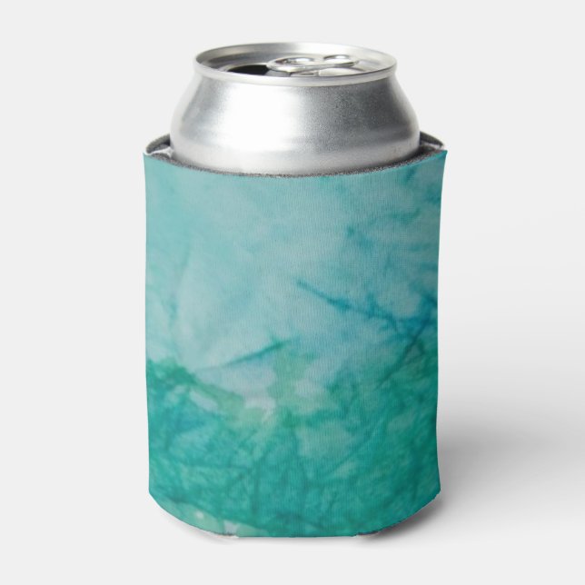 Paper With Blue, Green, And Black Paint Abstract Can Cooler (Can Front)
