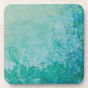 Paper With Blue, Green, And Black Paint Abstract Drink Coaster