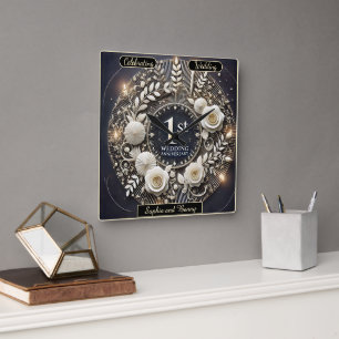 Paper Wreath of Enduring Love Square Wall Clock