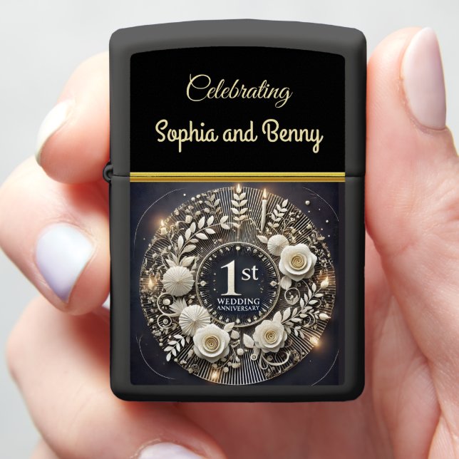 Paper Wreath of Enduring Love Zippo Lighter (In Hand)