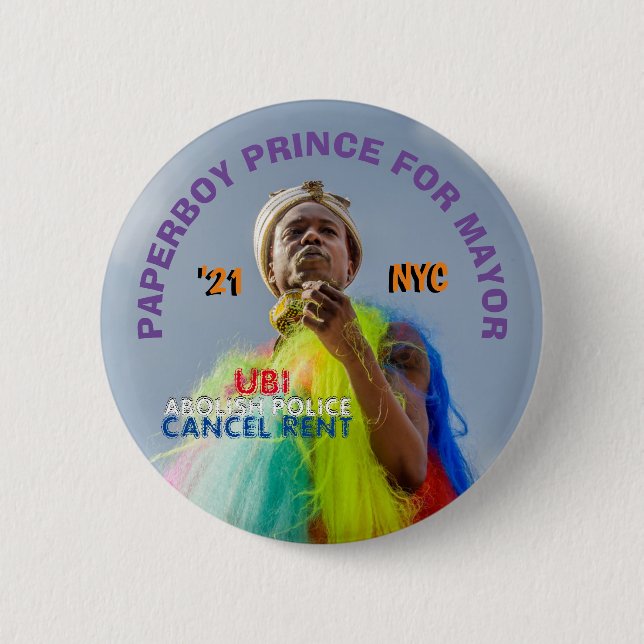 Paperboy Prince for NYC Mayor 2021 Button (Front)