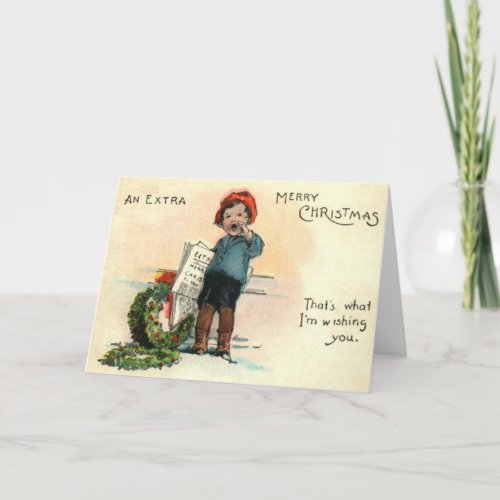 Paperboy With Wreath Holiday Card