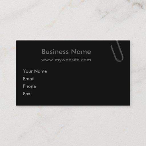 Customizable Paperclip Black Business Card
