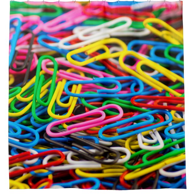 Paperclip bracket office shower curtain (Front)