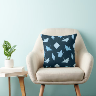 Papercrane origami design throw pillow