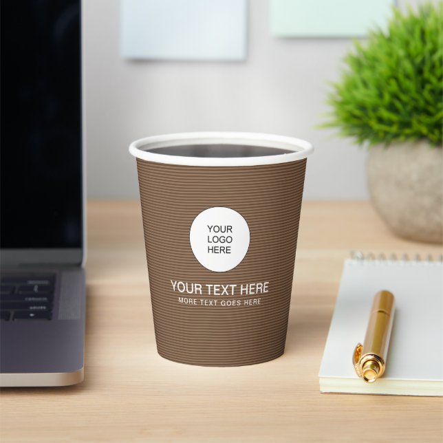 Papercup Business Logo Text Here Coffee Color Paper Cups (Insitu)