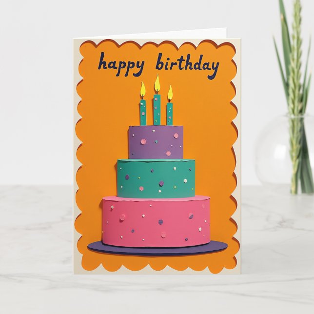 Papercut Cake Birthday Card (Front)