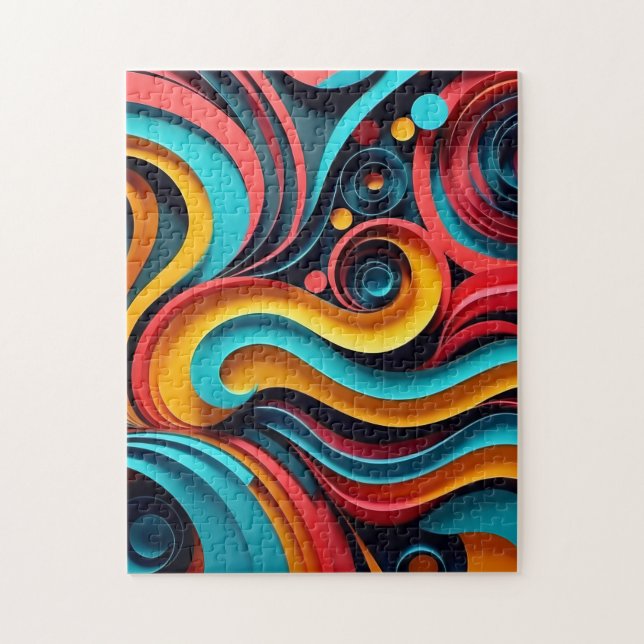  Papercut Colorful Waves Artwork Jigsaw Puzzle (Vertical)