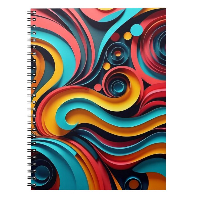  Papercut Colorful Waves Artwork Notebook (Front)