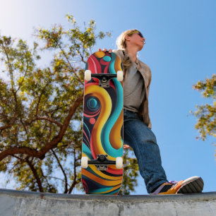 Papercut Colorful Waves Artwork Skateboard