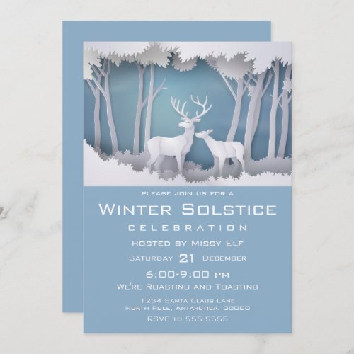 Papercut Deer in Forest Invitation