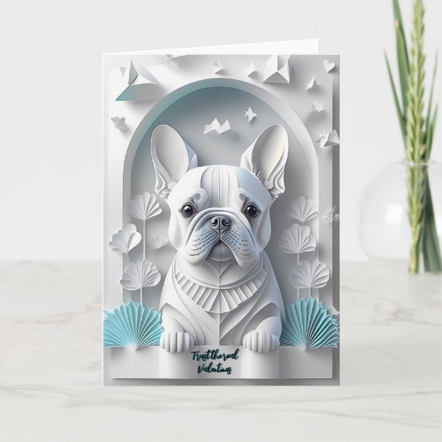 Papercut French Bulldog Illustration  Holiday Card (Front)