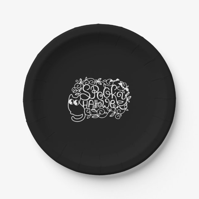 Papercut Halloween Spooky Halloween Paper Plates (Front)