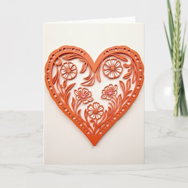Papercut Heart Flower Card (Front)