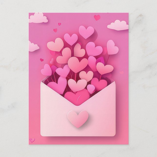 Papercut Hearts Valentine's Greeting Postcard (Front)