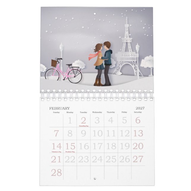 Papercut Love & Romance Couples Calendar (Feb 2027)