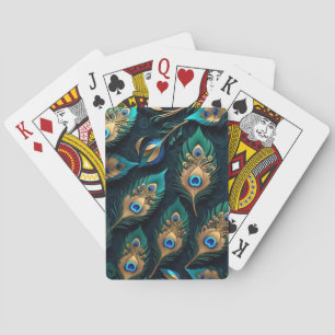 Papercut Peacock Feathers Pattern Poker Cards