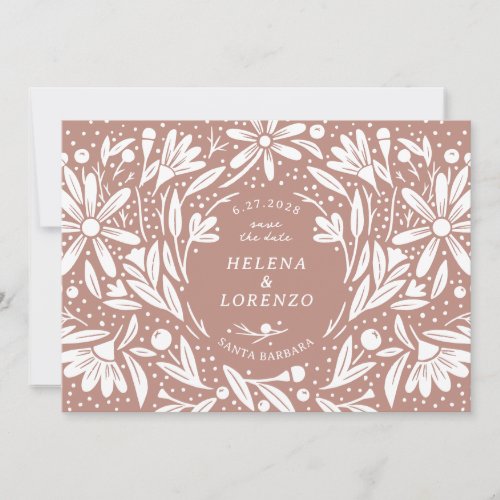 Papercut Rustic Flowers Fusty Rose Save The Date