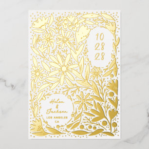 Papercut Rustic Flowers Save the Date Foil Invitation