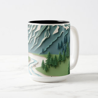 Papercut Style Mountain Mug