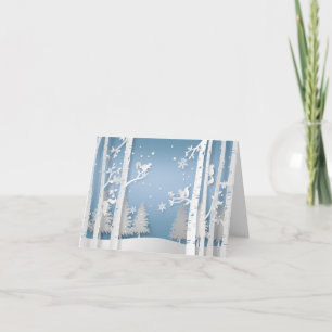 Papercut Winter Forest and Squirrels Holiday Card