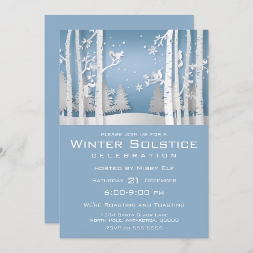 Papercut Winter Forest and Squirrels Invitation