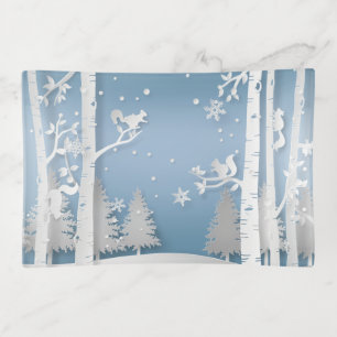 Papercut Winter Forest and Squirrels Trinket Tray
