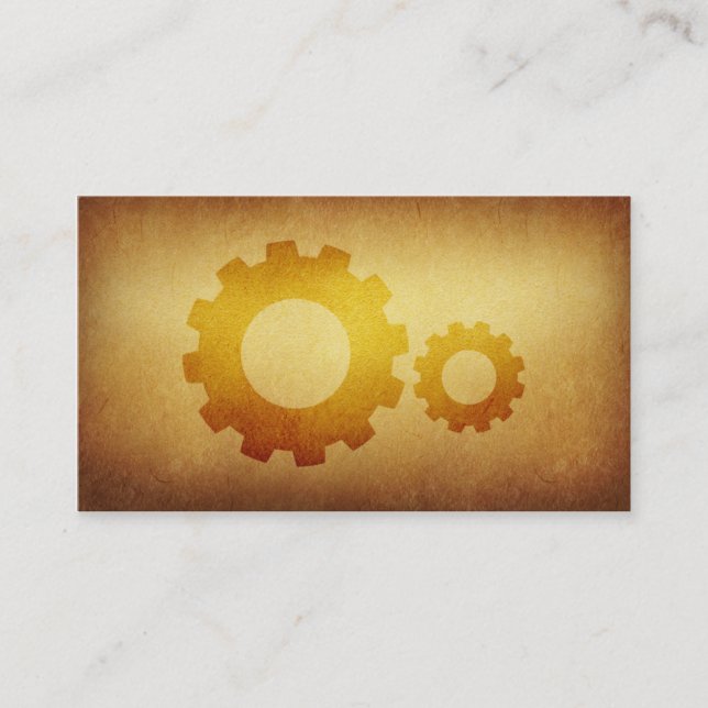 Papered Archive Mechanical Gears Business Card (Front)