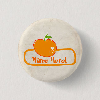 PaperFruit Orange Name Badge Pinback Button