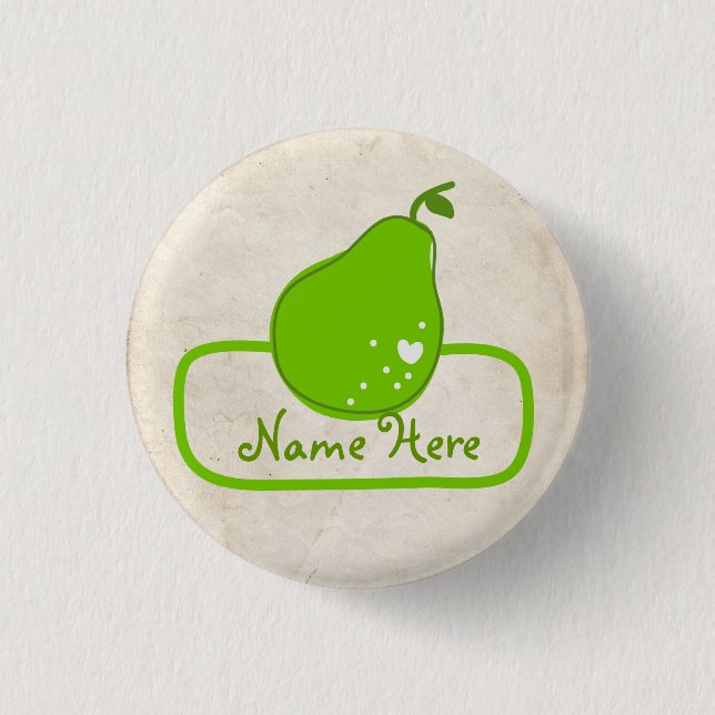 PaperFruit Pear Name Badge Button (Front)