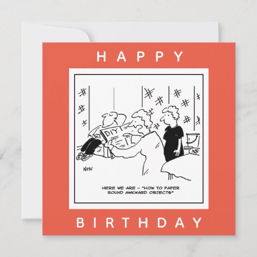Papering Round Awkward Objects Cartoon Card