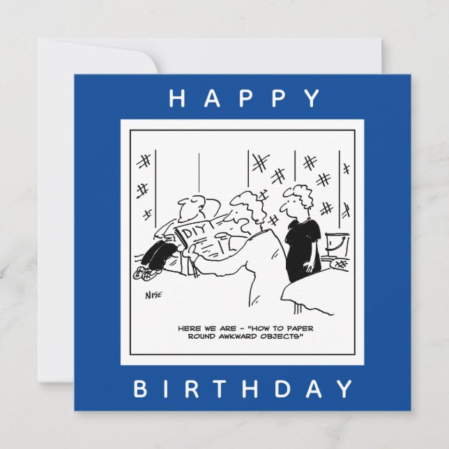 Papering Round Awkward Objects Cartoon Card (Front)