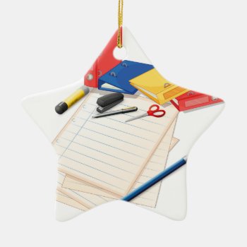 Papers And Other Office Supplies Ceramic Ornament by GraphicsRF at Zazzle