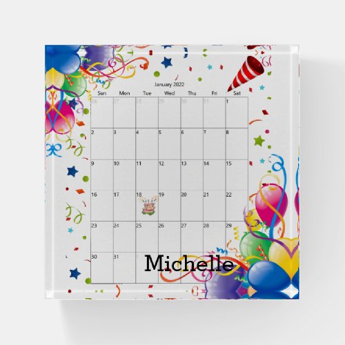 Paperweight Calendar 2022 January  Paperweight