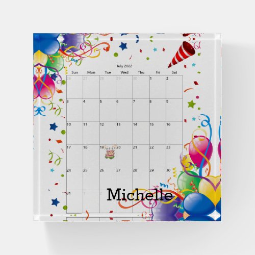 Paperweight Calendar 2022 July  Paperweight