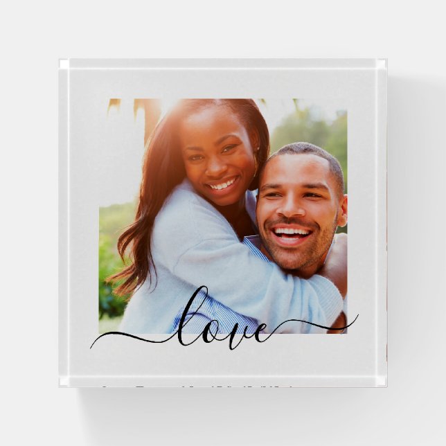 Paperweight Photo Love Text White Office Desk (Front)