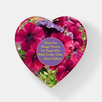 PAPERWEIGHT/ROSE-COLORED PANSIES/MATISSE QUOTE PAP