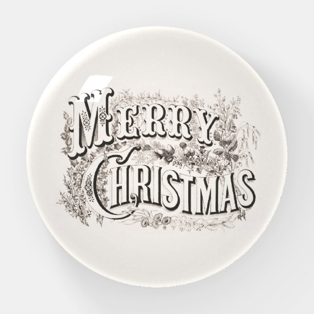 PAPERWEIGHT : VINTAGE CHRISTMAS : MERRY CHRISTMAS (Front)