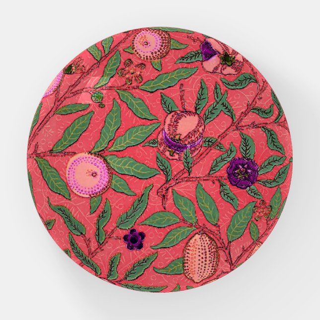PAPERWEIGHT : WILLIAM MORRIS : PINK POMEGRANATES  (Front)