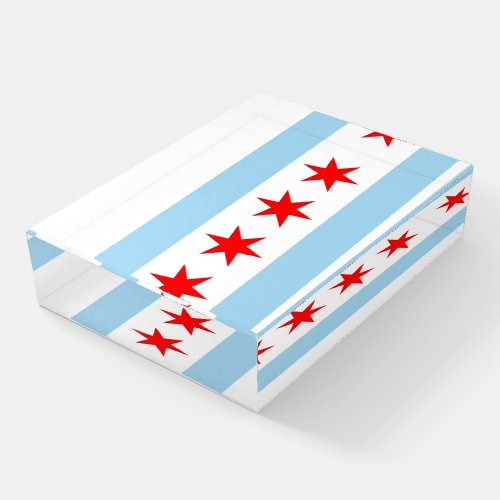 Paperweight with flag of Chicago Illinois USA