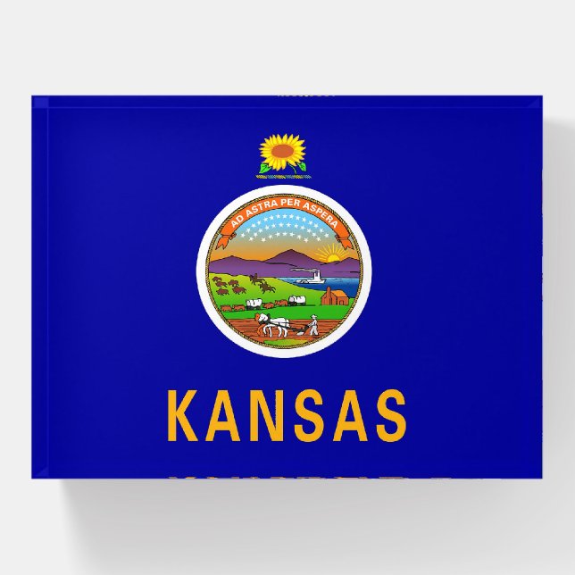 Paperweight with flag of Kansas, USA (Front)