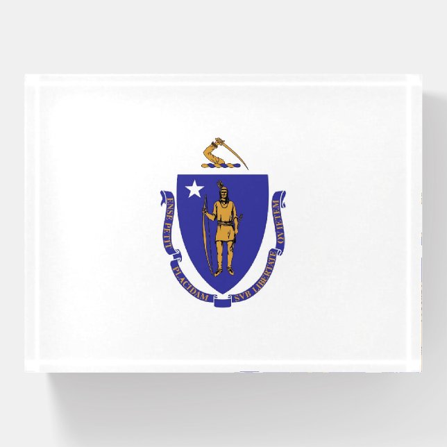 Paperweight with flag of Massachusetts, USA (Front)