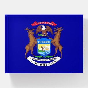Paperweight with flag of Michigan, USA