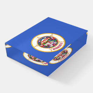Paperweight with flag of Minnesota, USA