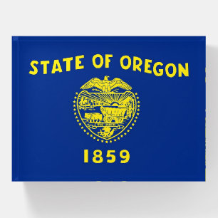 Paperweight with flag of Oregon State, USA