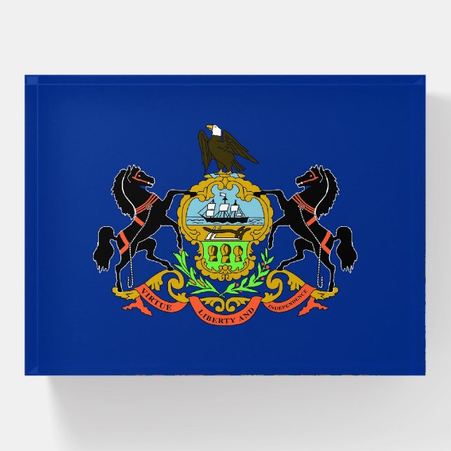 Paperweight with flag of Pennsylvania State, USA (Front)