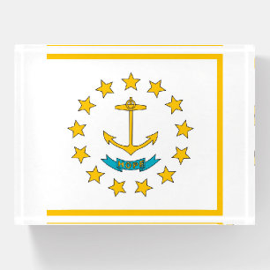 Paperweight with flag of Rhode Island State, USA