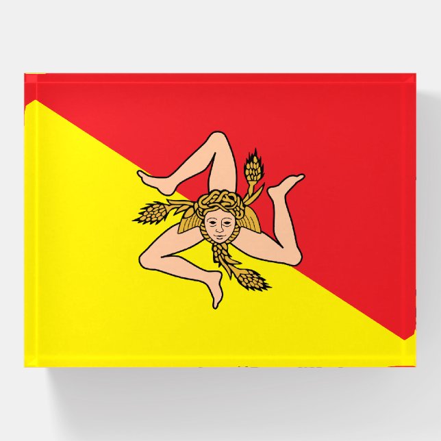 Paperweight with flag of Sicily, Italy (Front)