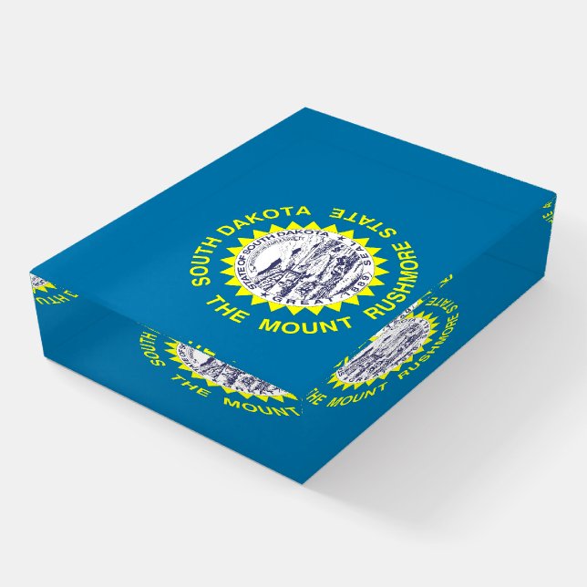Paperweight with flag of South Dakota State, USA (Angled)
